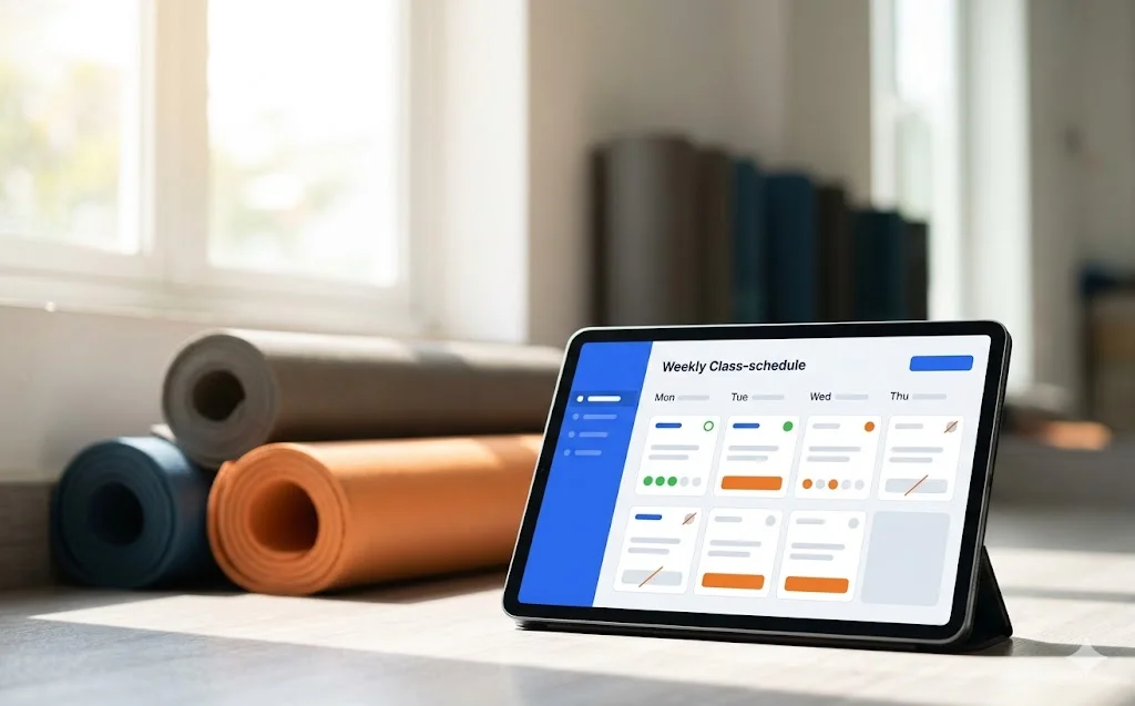 Lịch lớp theo tuần của studio yoga với tình trạng chỗ trống từng lớp