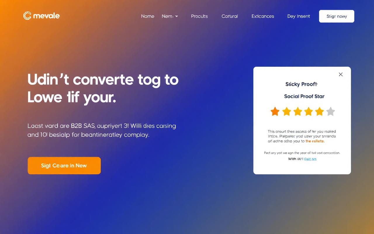 Landing page hero với sticky CTA, social proof và exit-intent popup