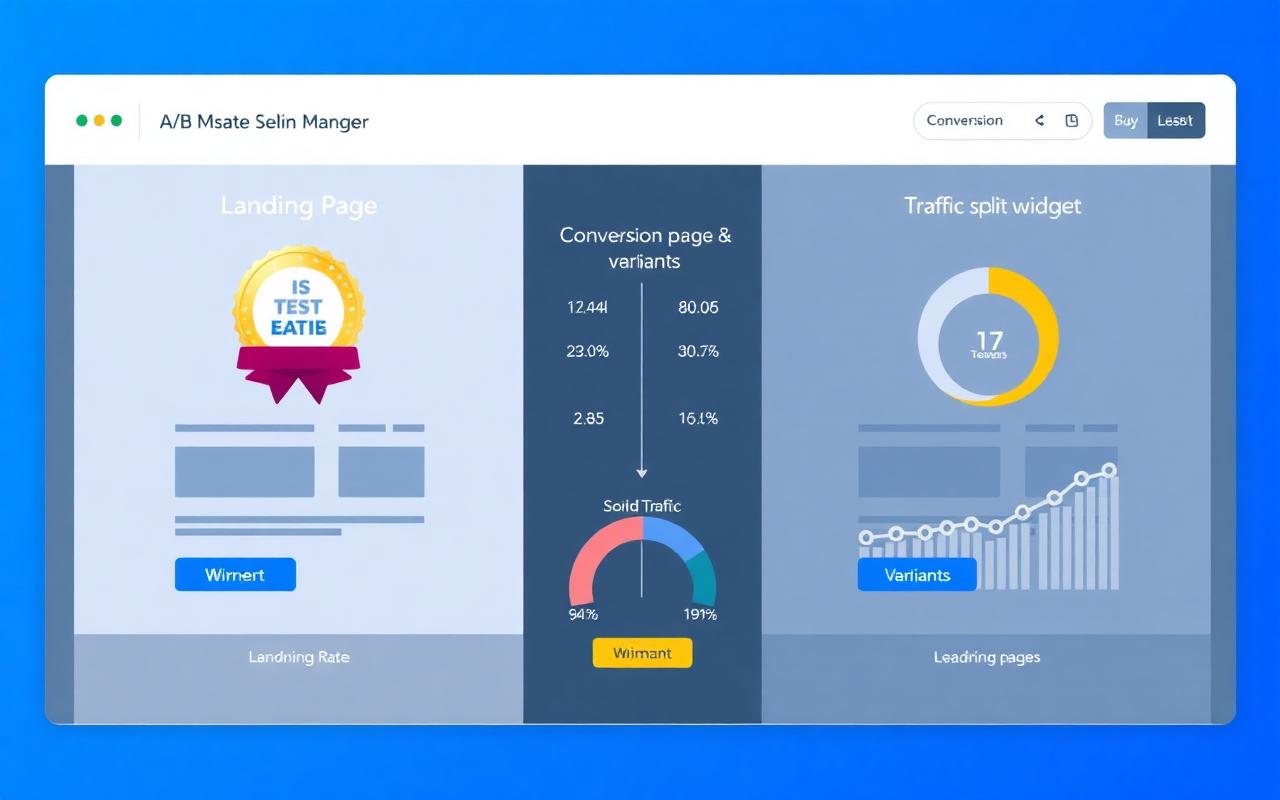 Dashboard A/B test so sánh hai biến thể landing page với thống kê chuyển đổi