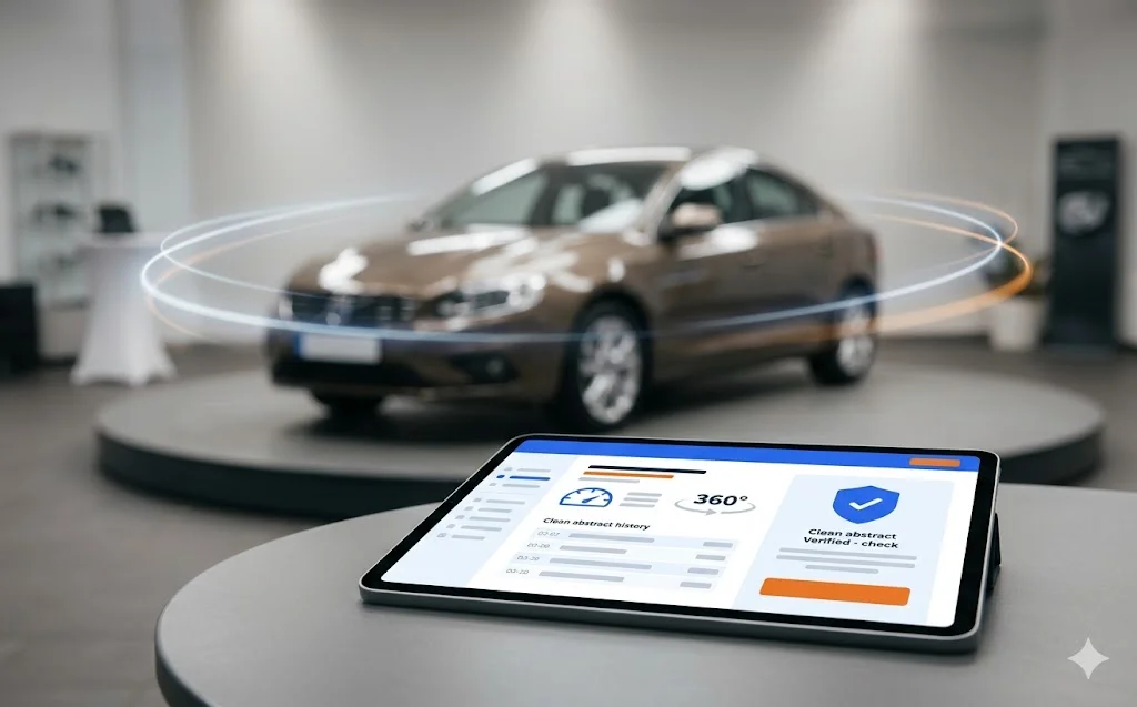 Trang chi tiết xe cũ với ảnh 360 độ, số km và lịch sử bảo dưỡng