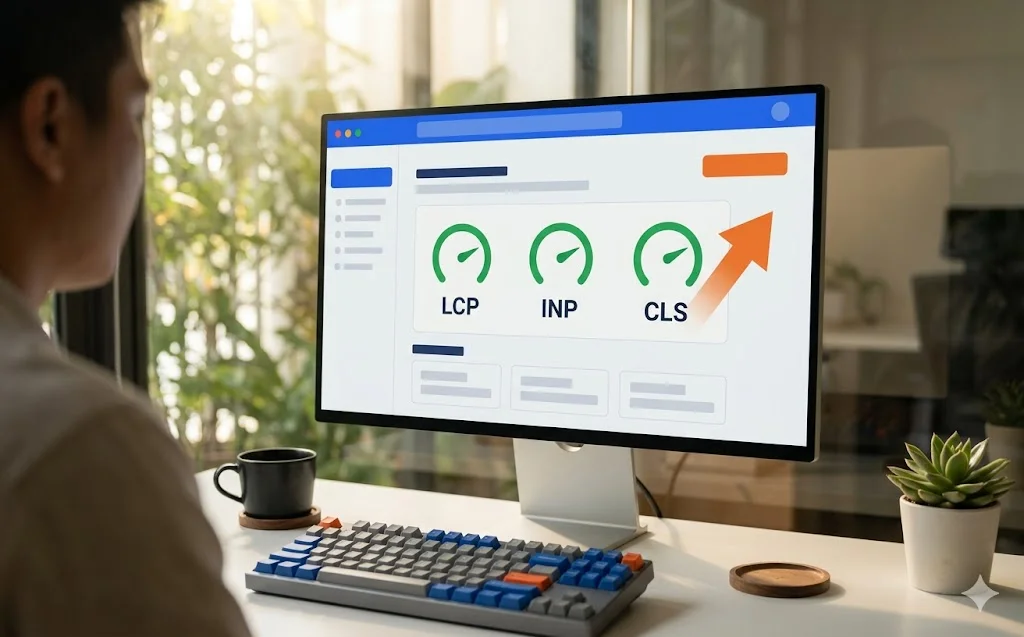 Bảng điểm Core Web Vitals đạt ngưỡng Good với LCP, INP, CLS đều xanh