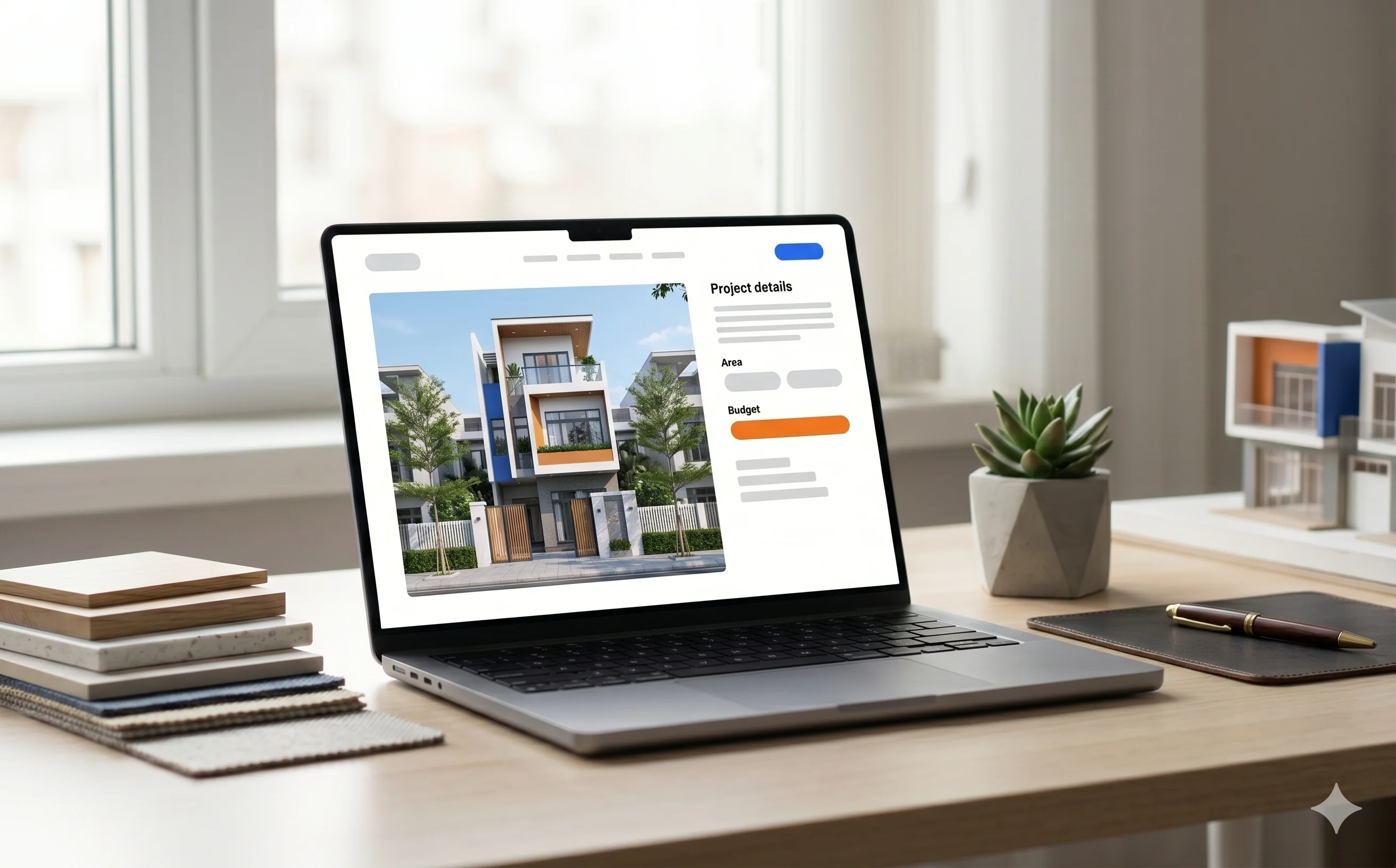 Trang portfolio công trình với bộ lọc theo loại dự án và ảnh thi công thực tế